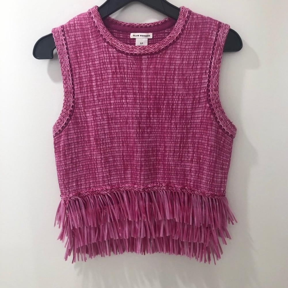 Club Monaco Pink Fringe Tank Top